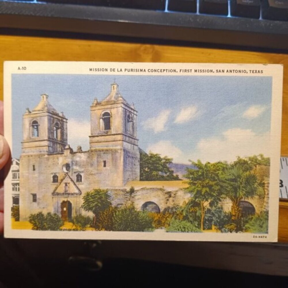 Postcard Mission De La Purisima Conception, First Mission San Antonio, Texas